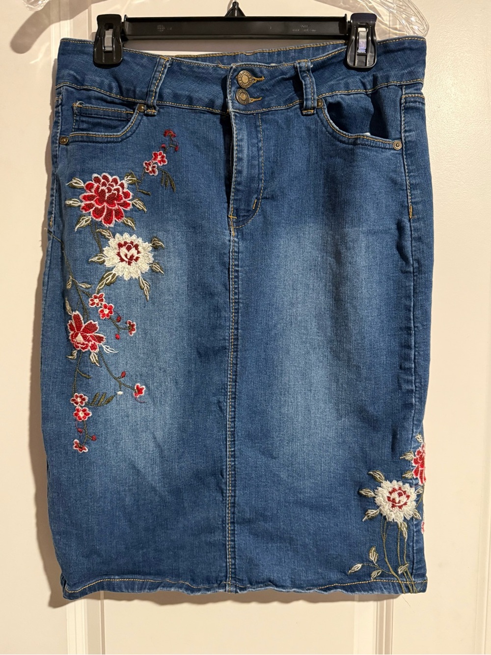Embroidered Blue Denim Women’s Jean Skirt